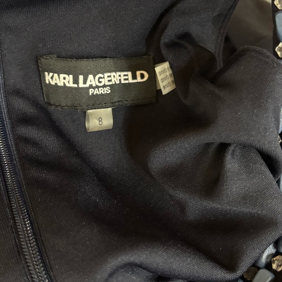 Karl Lagerfeld Beaded Halter Neck Ruffle Hem Dress - Picture 10 of 12